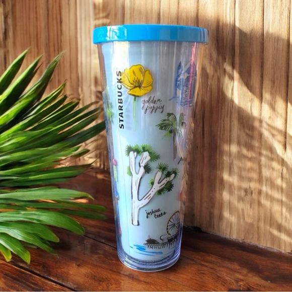 STARBUCKS California Sky Blue Collage Venti Tumbler - No Straw Included - Picture 1 of 9